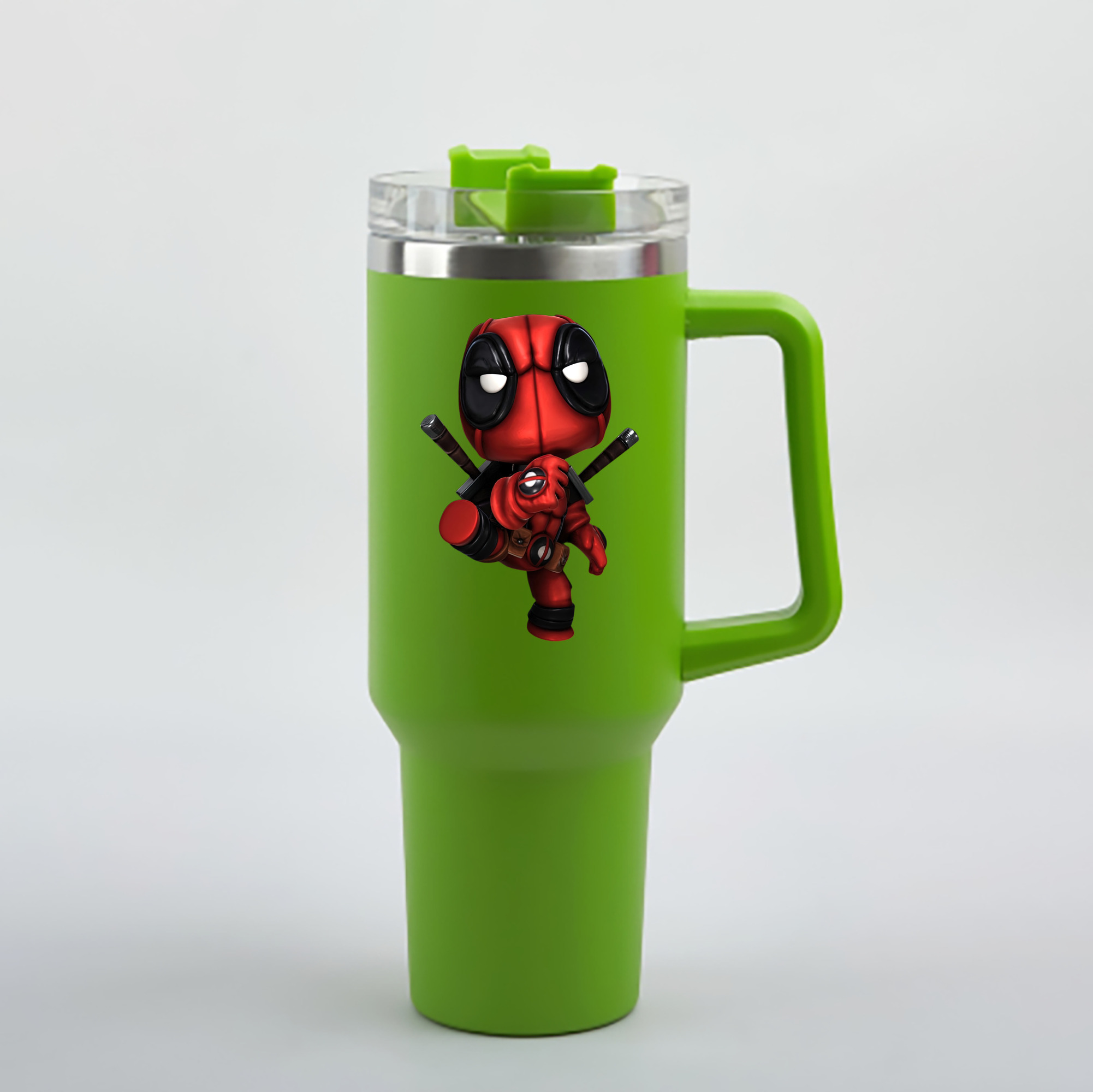 （画像用） Deadpool デッドプール 1200mL車用タンブラー - クリスタルステッカー（プラスチックストロー付き）